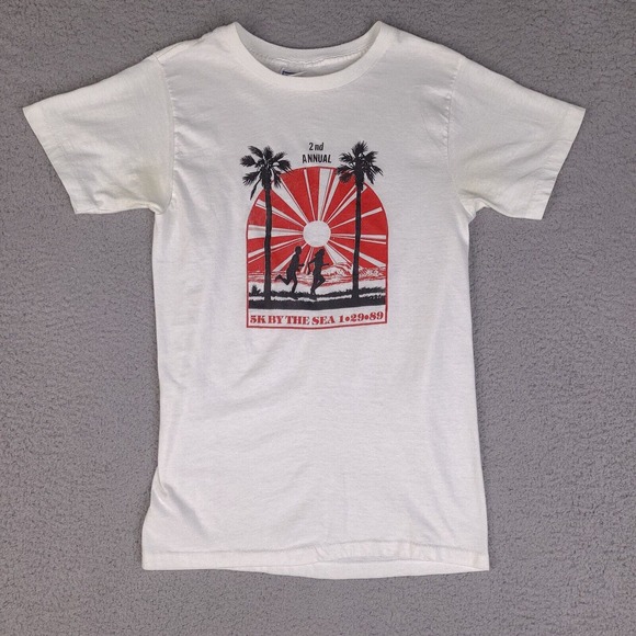 Vintage 1989 Ft Lauderdale By The Sea 5k Run T-Shirt Adult Medium White USA Made - Picture 1 of 15